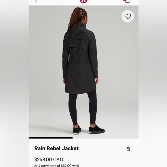 Lululemon Rebel Raincoat 🖤BLACK🖤 size 2 - Picture 6 of 6